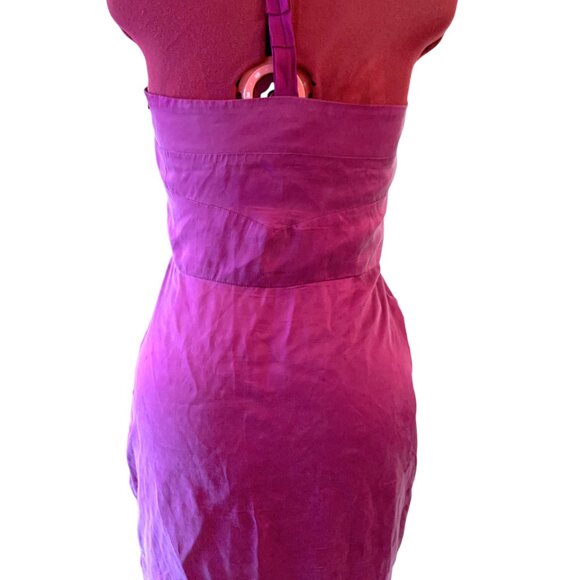 MAISON - Short Pink silk Dress - Illusion Neckline - Plegged type skirt - Large - Picture 5 of 8